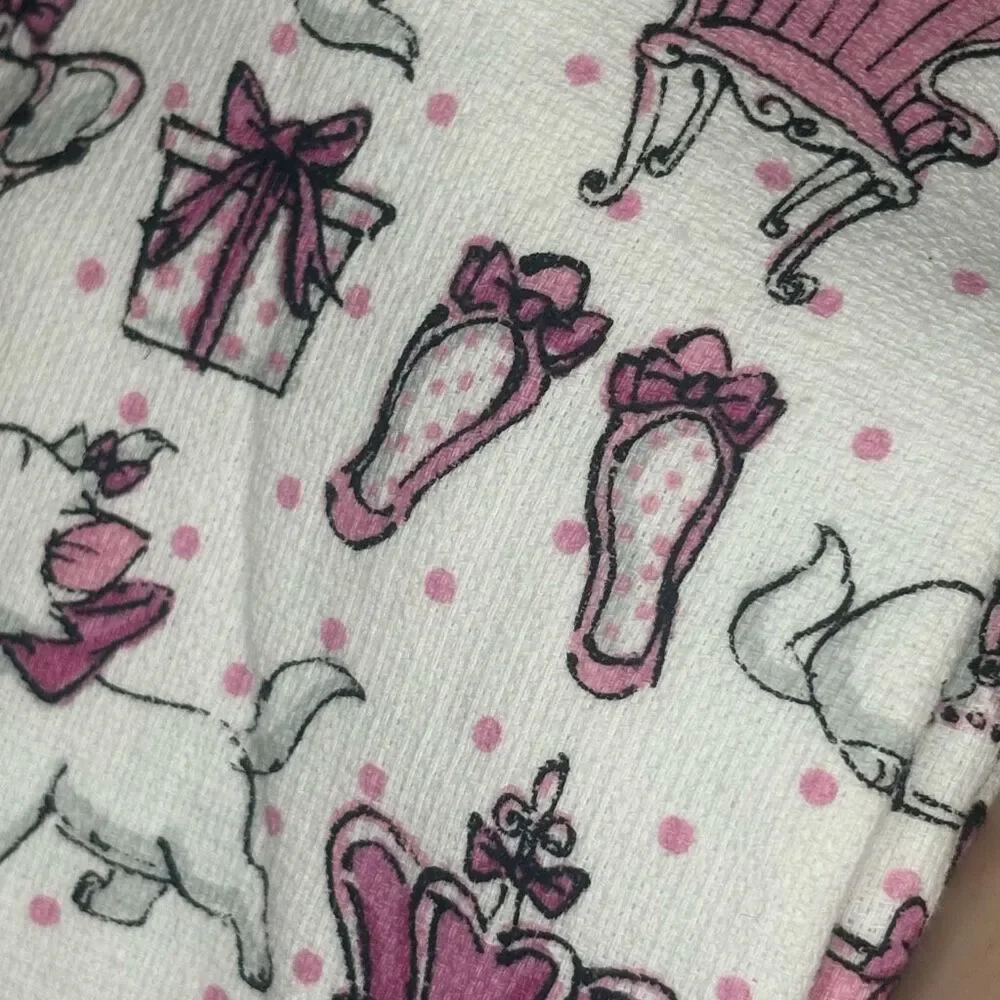 Disney Aristocats Marie White Pink Girly Kitchen Towels 2 Pack Cotton NWT